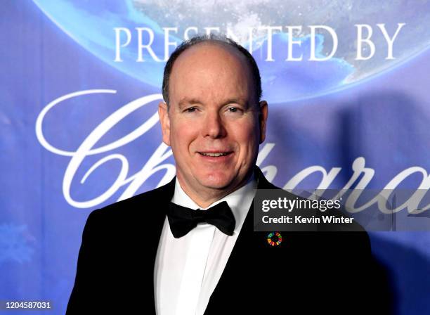 Prince Albert II of Monaco arrives at the 2020 Hollywood For The Global Ocean Gala Honoring HSH Prince Albert II Of Monaco at Palazzo di Amore on...