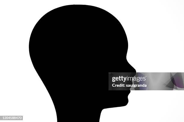 profile mannequin head silhouette against white - mannequin stock pictures, royalty-free photos & images