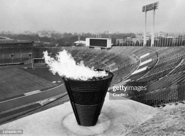 Picture taken on August 14, 1964 at Tokyo showing the Olympic torch that will blaze during the Olympic games. .