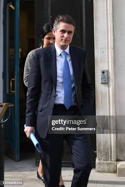 Secretary of State for Education Gavin Williamson is seen leaving the Cabinet Office on Whitehall on March 2, 2020 in London, England. Prime Minister...