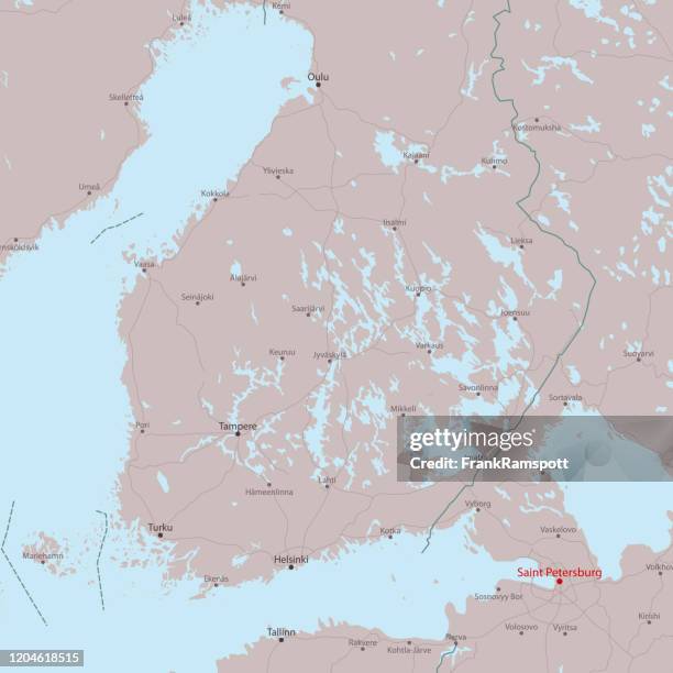 travel vector map helsinki oulu - st petersburg russia stock illustrations