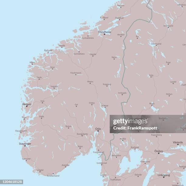 travel vector map oslo trondheim - atlantic ocean road norway stock illustrations