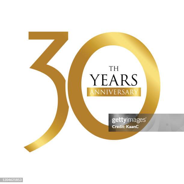 anniversary logo template isolated, anniversary icon label, anniversary symbol stock illustration - 30th anniversary stock illustrations