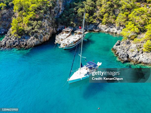 daily boat trip. sea tourism. - fethiye imagens e fotografias de stock