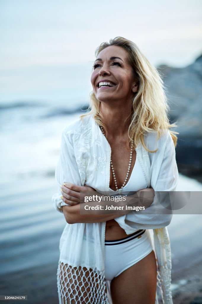 Happy woman on beach