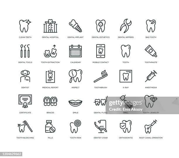 illustrations, cliparts, dessins animés et icônes de ensemble d’icônes detal - dental equipment