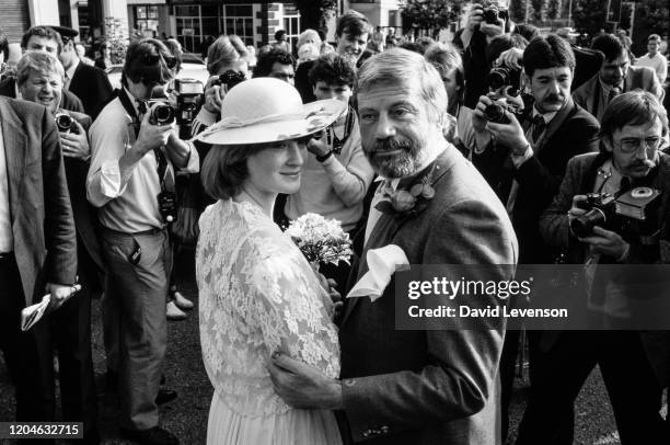 Oliver Reed, actor, marries Josephine Burge, at Epsom, Surrey, England on September 7, 1985.