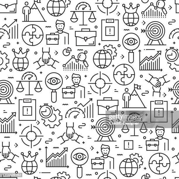 performance management seamless pattern and background with line icons - workflow optimization stock illustrations
