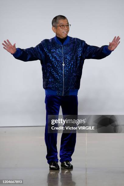 Fashion designer Tadashi Shoji walks the runway at the Tadashi Shoji Ready to Wear Falll/Winter 2020-2021 fashion show during New York Fashion Week...
