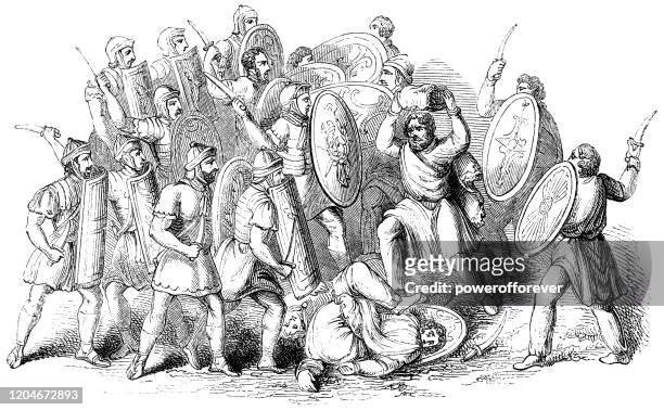 ilustrações, clipart, desenhos animados e ícones de batalha nas guerras dacianas - século ii - circa 2nd century