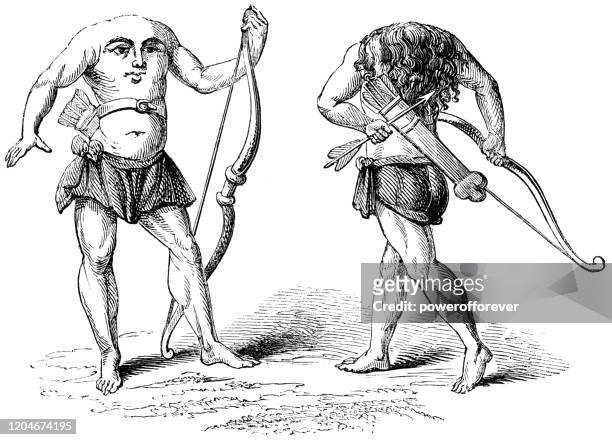 blemmyes headless männer - 19. jahrhundert - cannibalism stock-grafiken, -clipart, -cartoons und -symbole