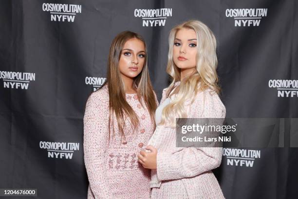 Isabella Barrett and Eden Woods attend the Cosmopolitan NYFW FW20 fashion show during New York Fashion Week at Lotte New York Palace on February 07,...