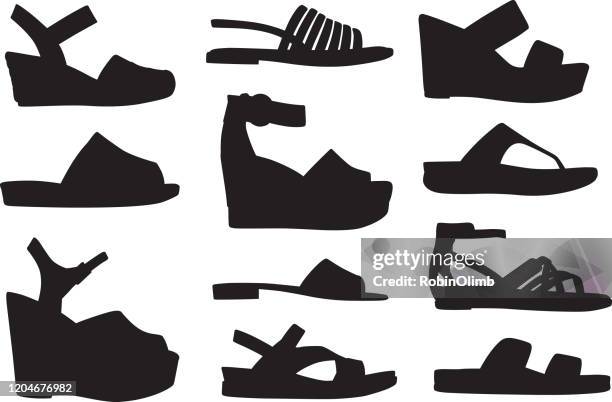 sandel silhouettes - flat shoe stock illustrations