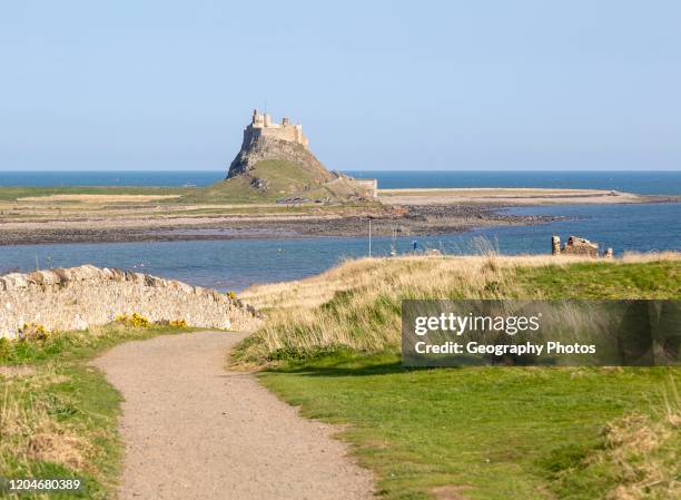 Lindisfarne castle North Sea coast, Holy Island, Northumberland, England, UK.