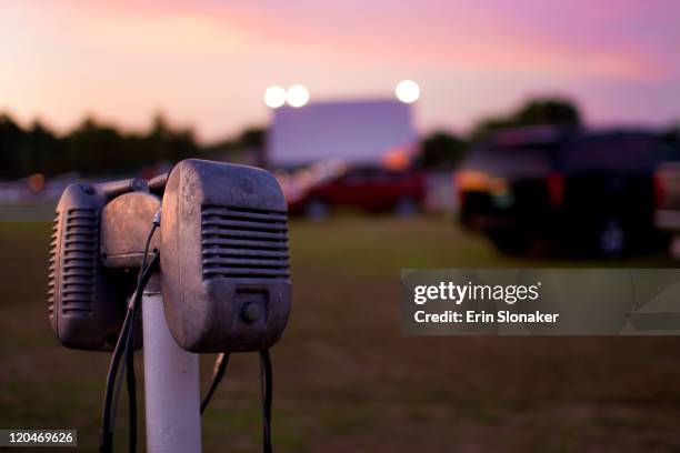 speakers - drive in movie theater stock pictures, royalty-free photos & images