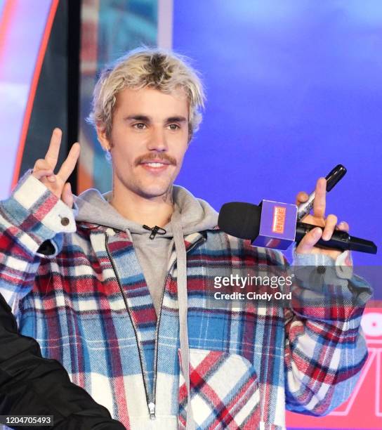 Justin Bieber appears onstage at MTV’s “Fresh Out Live” on February 07, 2020 in New York City.