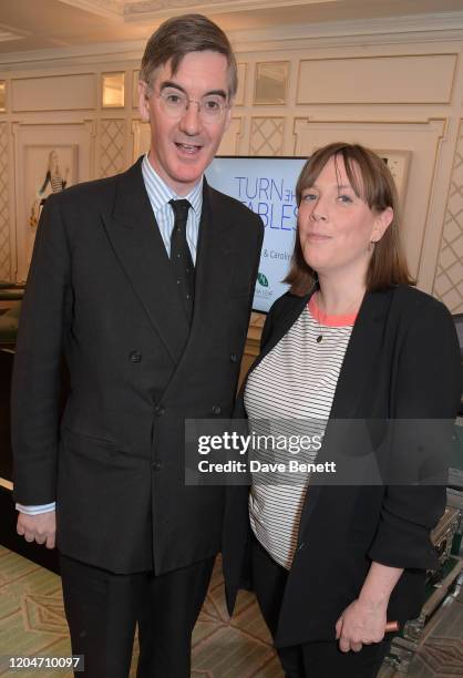 Jacob Rees-Mogg MP and Jess Phillips attend Turn The Tables 2020 hosted by Tania Bryer and James Landale in aid of Cancer Research UK at Fortnum &...