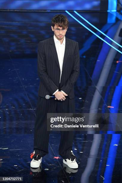 Riki attends the 70° Festival di Sanremo at Teatro Ariston on February 07, 2020 in Sanremo, Italy.