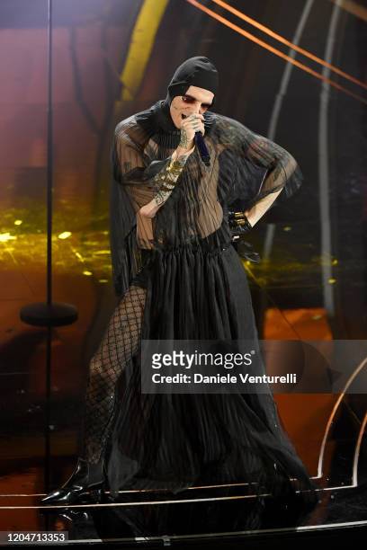 Achille Lauro attends the 70° Festival di Sanremo at Teatro Ariston on February 07, 2020 in Sanremo, Italy.