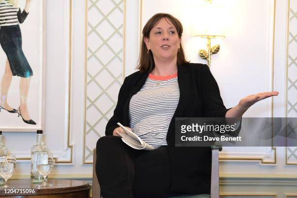 Jess Phillips speaks onstage at Turn The Tables 2020 hosted by Tania Bryer and James Landale in aid of Cancer Research UK at Fortnum & Mason on March...