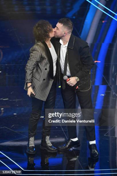 Gianna Nannini and Coez attend the 70° Festival di Sanremo at Teatro Ariston on February 07, 2020 in Sanremo, Italy.