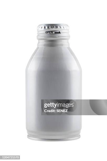 aluminum water bottle - canned food on white stock pictures, royalty-free photos & images