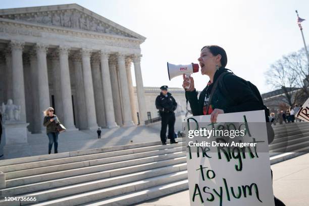 Small group of activists from BAMN protest outside the U.S. Supreme Court on March 2, 2020 in Washington, DC. On Monday, the U.S. Supreme Court is...