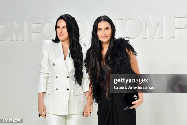 Rumer Willis and Demi Moore attend the Tom Ford AW20 Show at Milk Studios on February 07, 2020 in Hollywood, California.