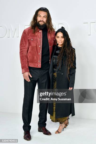 Jason Momoa and Lisa Bonet attend the Tom Ford AW20 Show at Milk Studios on February 07, 2020 in Hollywood, California.