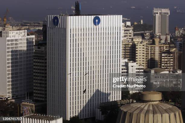 The State Bank of India office building is seen on March 02, 2020 in Mumbai, India.