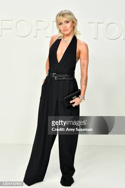 Miley Cyrus attends the Tom Ford AW20 Show at Milk Studios on February 07, 2020 in Hollywood, California.