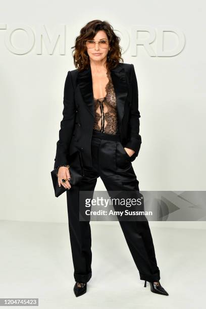 Gina Gershon attends the Tom Ford AW20 Show at Milk Studios on February 07, 2020 in Hollywood, California.