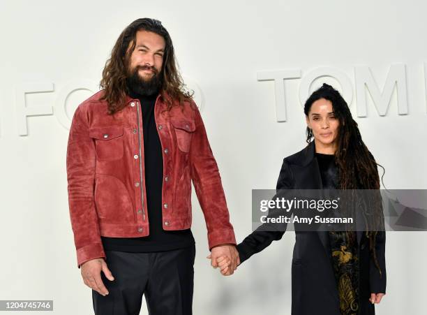 Jason Momoa and Lisa Bonet attend the Tom Ford AW20 Show at Milk Studios on February 07, 2020 in Hollywood, California.