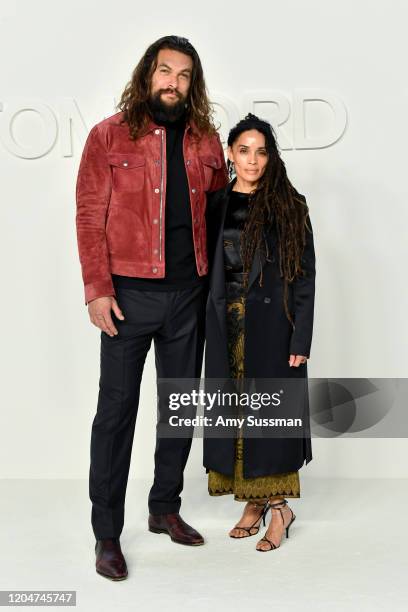 Jason Momoa and Lisa Bonet attend the Tom Ford AW20 Show at Milk Studios on February 07, 2020 in Hollywood, California.