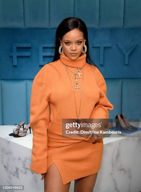 Robyn Rihanna Fenty and Linda Fargo celebrate the launch of FENTY at Bergdorf Goodman at Bergdorf Goodman on February 07, 2020 in New York City.