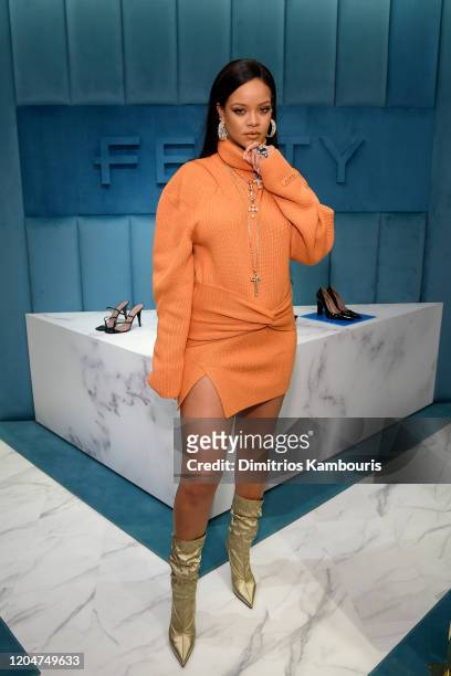 Robyn Rihanna Fenty and Linda Fargo celebrate the launch of FENTY at Bergdorf Goodman at Bergdorf Goodman on February 07, 2020 in New York City.