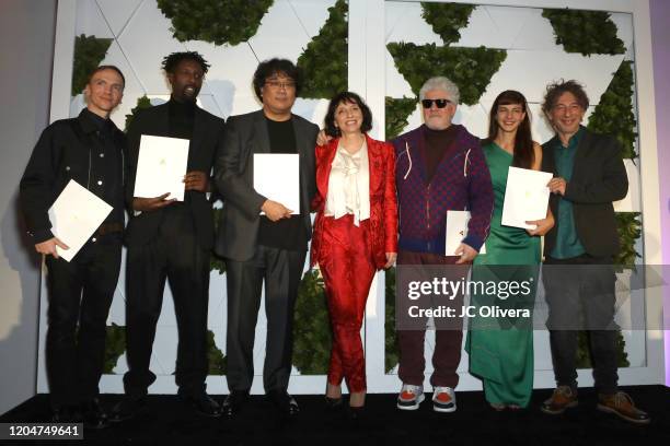 Jan Komasa, Ladj Ly, Bong Joon-ho, Susanne Bier, Pedro Almodovar, Tamara Kotevska and Ljubomir Stefanov attend The Oscars International Feature Film...