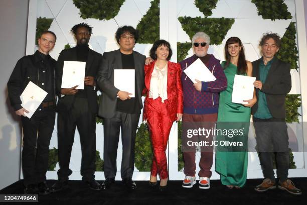 Jan Komasa, Ladj Ly, Bong Joon-ho, Susanne Bier, Pedro Almodovar, Tamara Kotevska and Ljubomir Stefanov attend The Oscars International Feature Film...