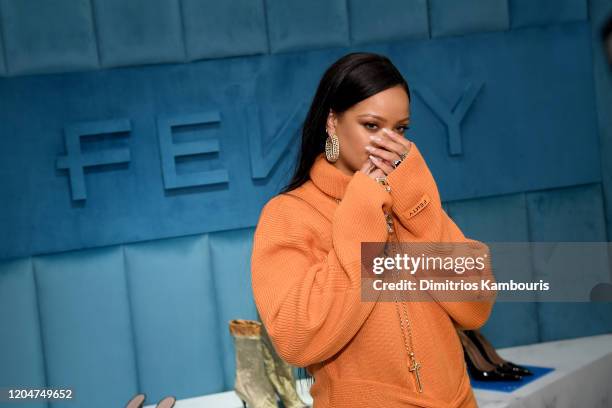 Robyn Rihanna Fenty and Linda Fargo celebrate the launch of FENTY at Bergdorf Goodman at Bergdorf Goodman on February 07, 2020 in New York City.