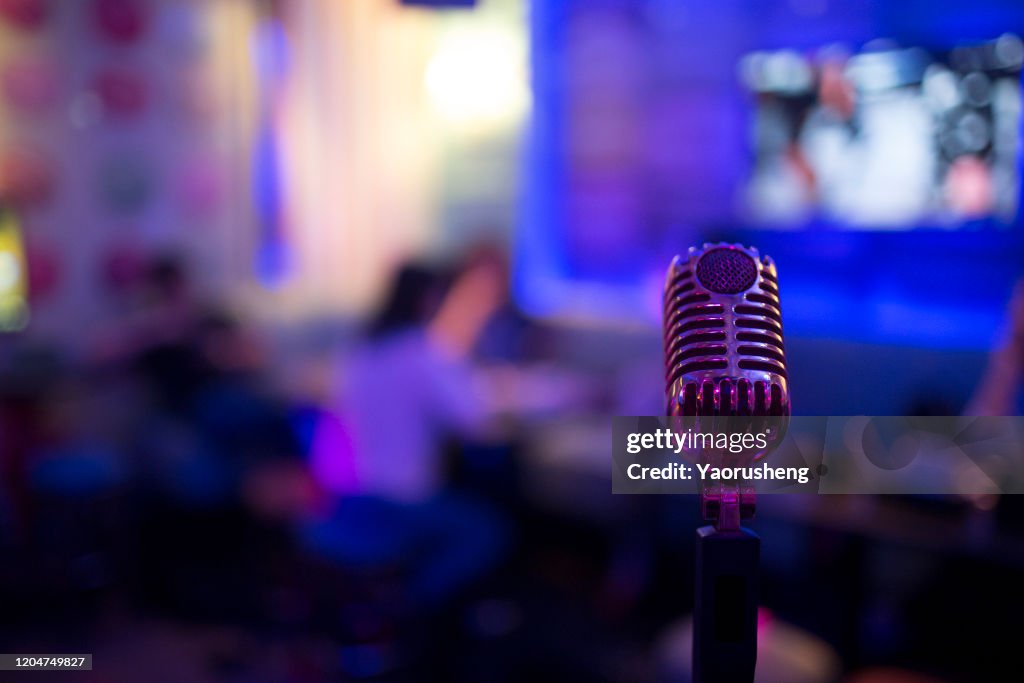 Close up of microphone in concert hall