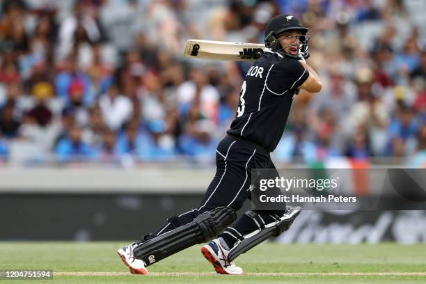 Ross Taylor of the Black Caps bats during game two of the One Day International Series between New Zealand and India at at Eden Park on February 08,...