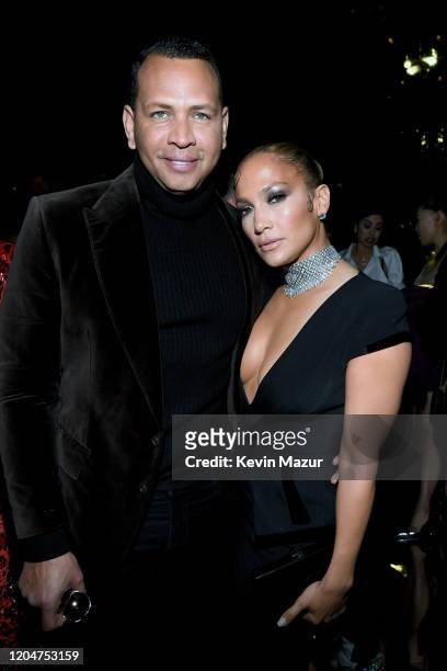 Alex Rodriguez and Jennifer Lopez attend the Tom Ford AW20 Show at Milk Studios on February 07, 2020 in Hollywood, California. Alex Rodriguez