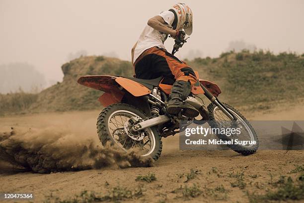 man on dirt bike. - motocross stockfoto's en -beelden