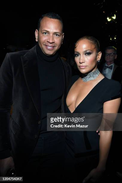 Alex Rodriguez and Jennifer Lopez attend the Tom Ford AW20 Show at Milk Studios on February 07, 2020 in Hollywood, California.