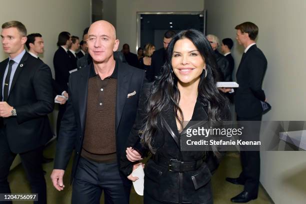 Jeff Bezos and Lauren Sanchez attend Tom Ford: Autumn/Winter 2020 Runway Show at Milk Studios on February 07, 2020 in Los Angeles, California.