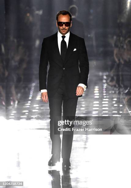 Tom Ford walks the runway at the Tom Ford AW20 Show at Milk Studios on February 07, 2020 in Hollywood, California.