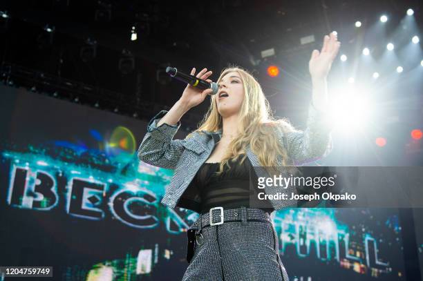 Becky Hill performs during day 2 of Redfestdxb 2020 on February 7, 2020 in Dubai, United Arab Emirates.