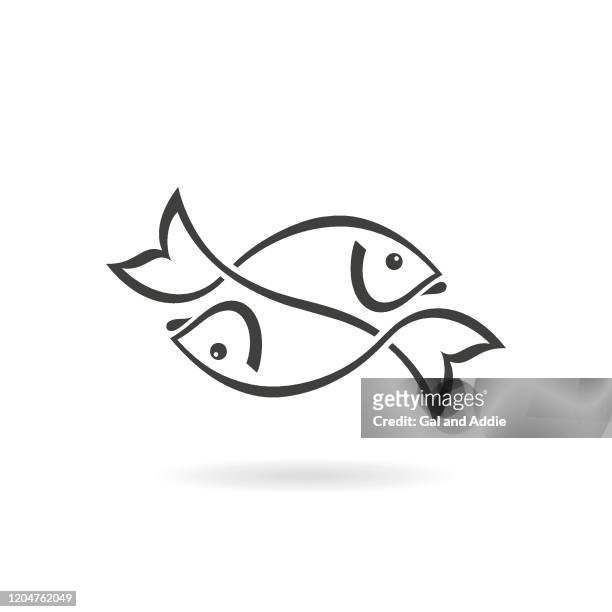 two fish icon - two animals stock illustrations