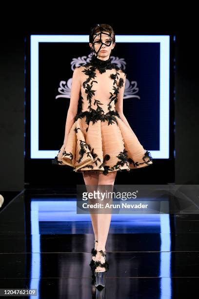 Model walks the runway during Willet Designs At New York Fashion Week Powered By Art Hearts Fashion NYFW 2020 at The Angel Orensanz Foundation on...