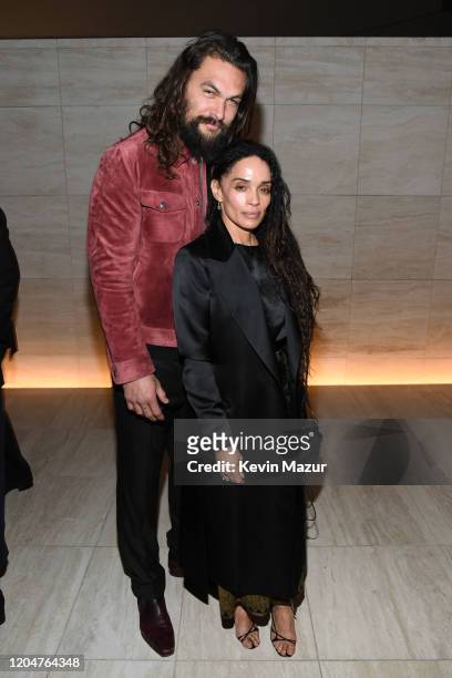 Jason Momoa and Lisa Bonet attend the Tom Ford AW20 Show at Milk Studios on February 07, 2020 in Hollywood, California.